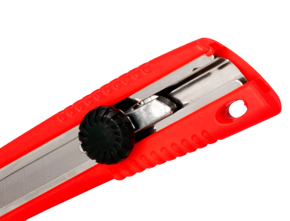 CUTER Q-CONNECT PLASTICO ANCHO BLOQUEO DE LA HOJA POR RUEDA GUIA METALICA PARA LA CUCHILLA 18 MM XD-190 BLISTER 1 UNIDA