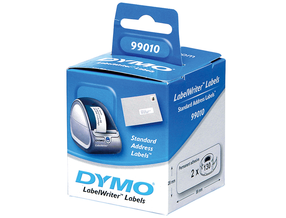 ETIQUETA ADHESIVA DYMO 99010 -TAMAO 89X28 MM PARA IMPRESORA 400 130 ETIQUETAS USO DIRECCIONES CAJA DE 2