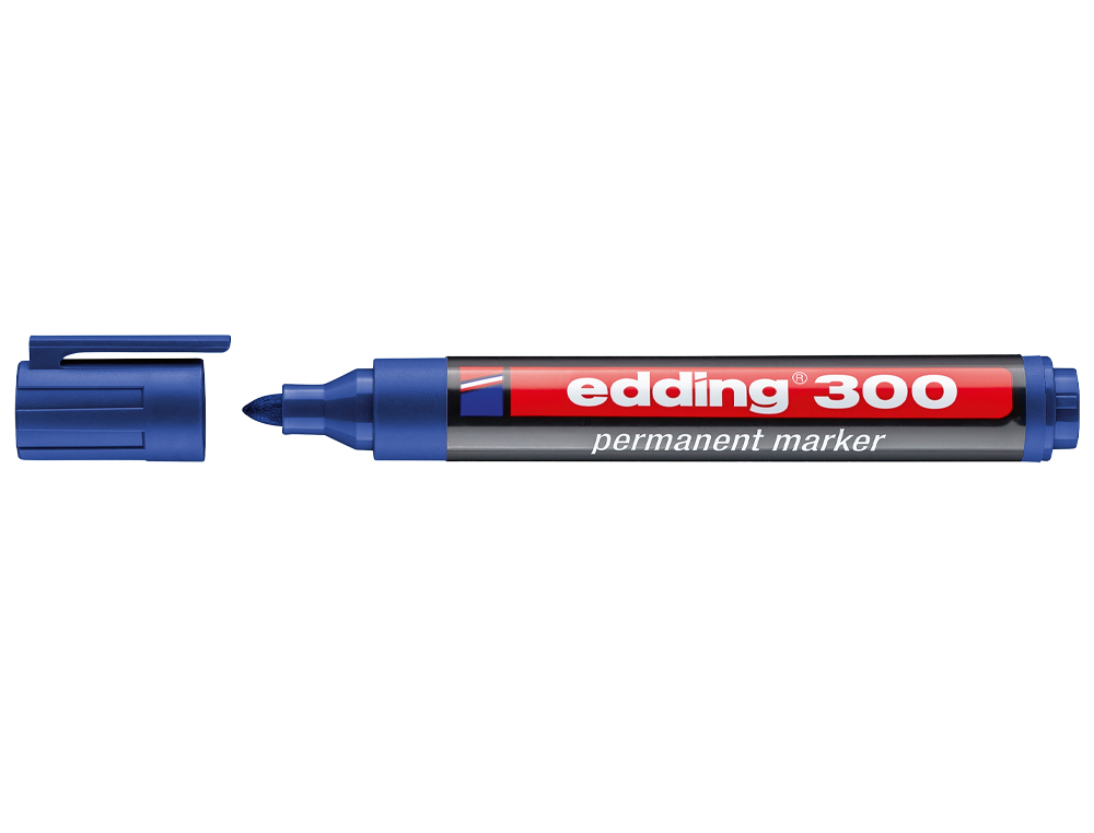 ROTULADOR EDDING MARCADOR PERMANENTE 300 AZUL PUNTA REDONDA 1,5-3 MM RECARGABLE